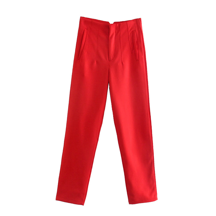 Damen Hochtaillierte tapered Anzughose mit Bügelfalte und Paspeltaschen Drune