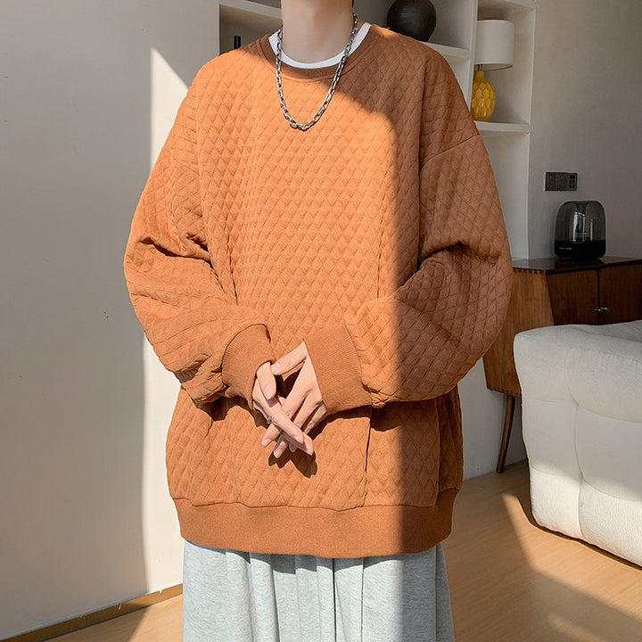 Herren Oversize-Quilt-Sweatshirt mit Rautenmuster und gerippten Bündchen Drune