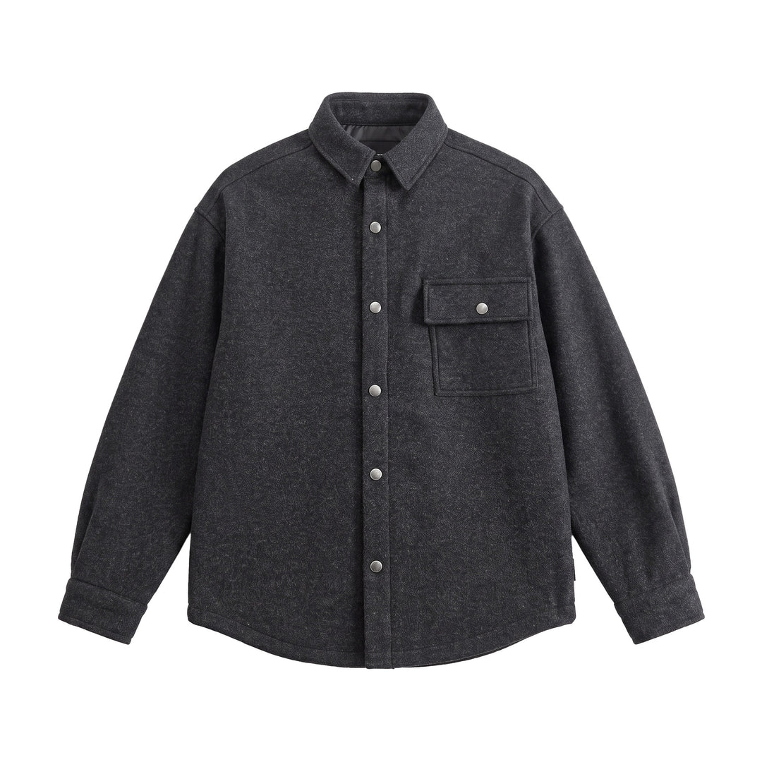 Herren Wollmix Overshirt im Hemdjackenstil mit Druckknopffront und Pattentasche Drune