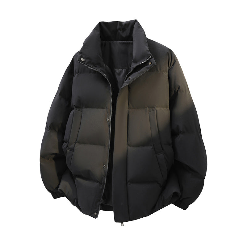 Herren Kurz geschnittener Oversize-Puffer mit Stehkragen, Druckknopfblende und verdecktem Reißverschluss Drune