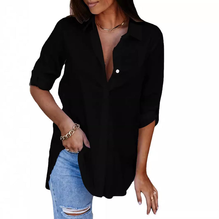 Damen Relaxed Fit Knopfverschluss Hemd Drune
