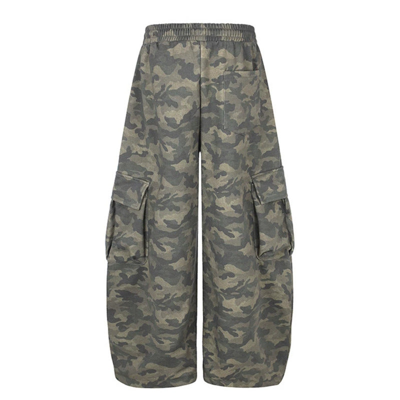 Damen Weite Cargopalazzo-Hose mit Tunnelzugbund, verstellbarem Saum und Cargo‑Taschen Drune