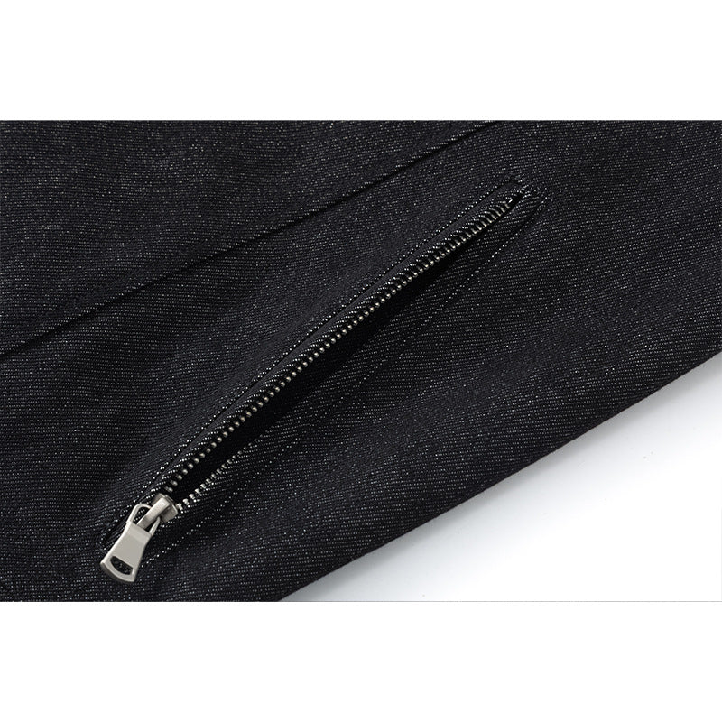 Herren Boxy-Überjacke mit Vintage-Denim-Optik, durchgehendem Metallreißverschluss und seitlichen Zipper-Taschen Drune