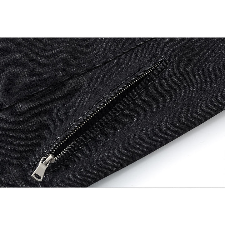 Herren Boxy-Überjacke mit Vintage-Denim-Optik, durchgehendem Metallreißverschluss und seitlichen Zipper-Taschen Drune