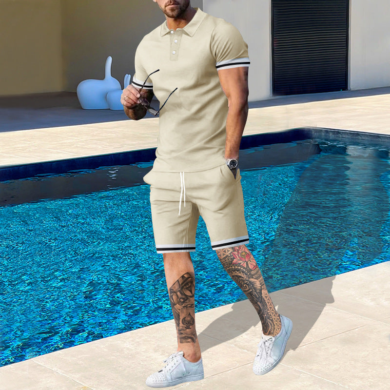 Herren Poloshirt und Shorts-Set mit sportlichen Akzenten Drune