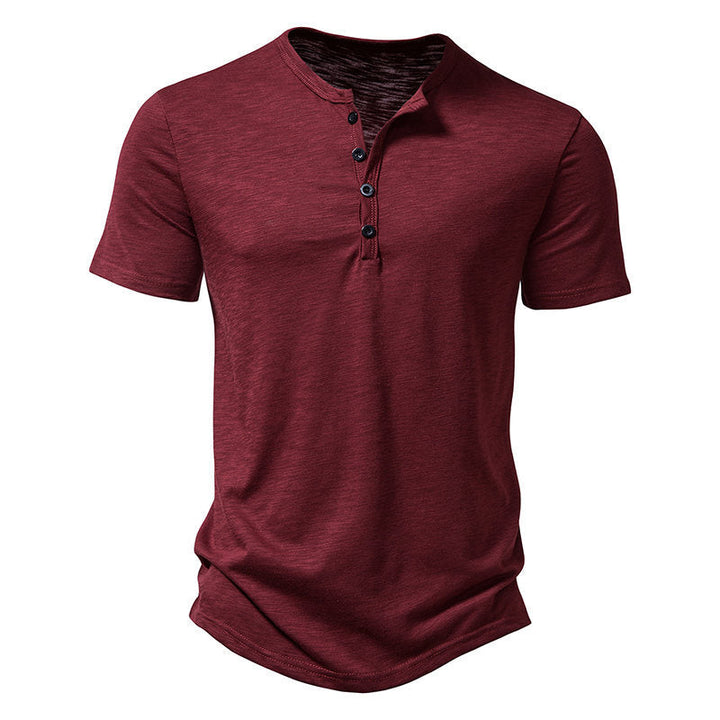 Herren Kurzarm-Henley-Shirt mit klassischem Knopfdesign Drune