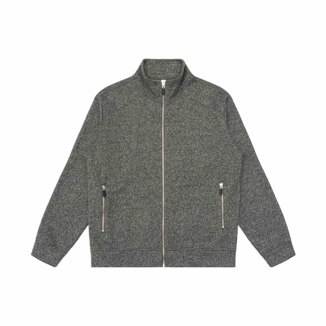 Damen Zipjacke aus meliertem Teddy-Fleece mit Stehkragen und Reißverschlusstaschen Drune