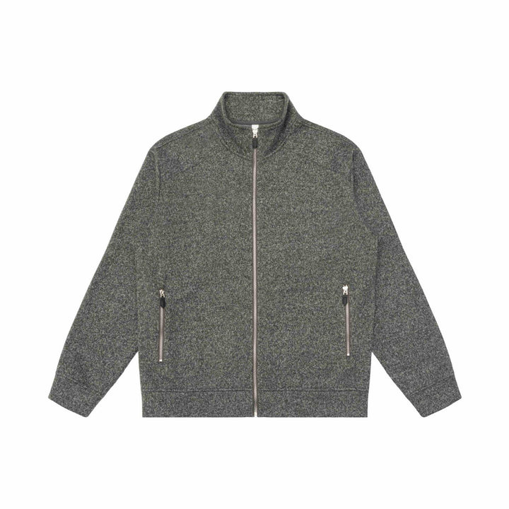 Damen Zipjacke aus meliertem Teddy-Fleece mit Stehkragen und Reißverschlusstaschen Drune