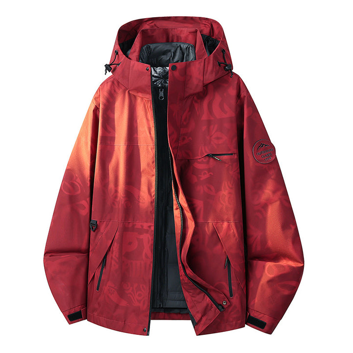 Herren Wetterfeste dreilagige Hardshelljacke mit verstellbarer Kapuze, verschweißten Nähten & Multifunktionstaschen Drune