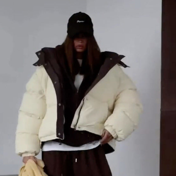 Damen Kurze Oversize Steppjacke mit hohem Kragen und wattierter Fütterung Drune