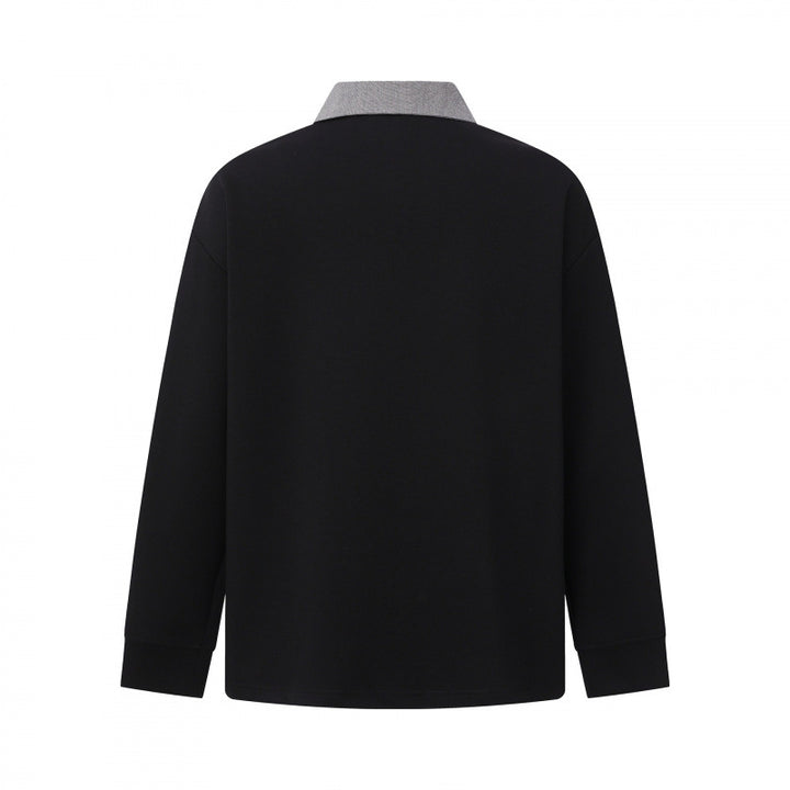 Herren Oversize-Poloshirt im Sweatshirt-Stil mit kontrastierendem Kragen Drune