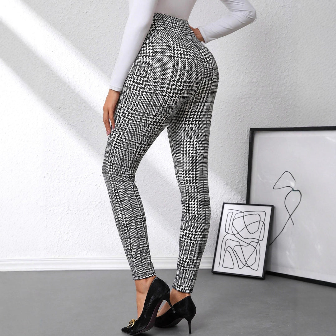 Damen Karierten High-Waist Hosen Drune