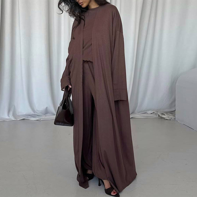 Damen elegantes Maxi-Kleid mit weit geschnittenem Cardigan Drune