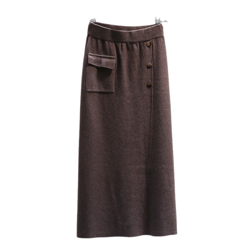 Damen Eleganter Strickrock mit praktischer Seitentasche Drune