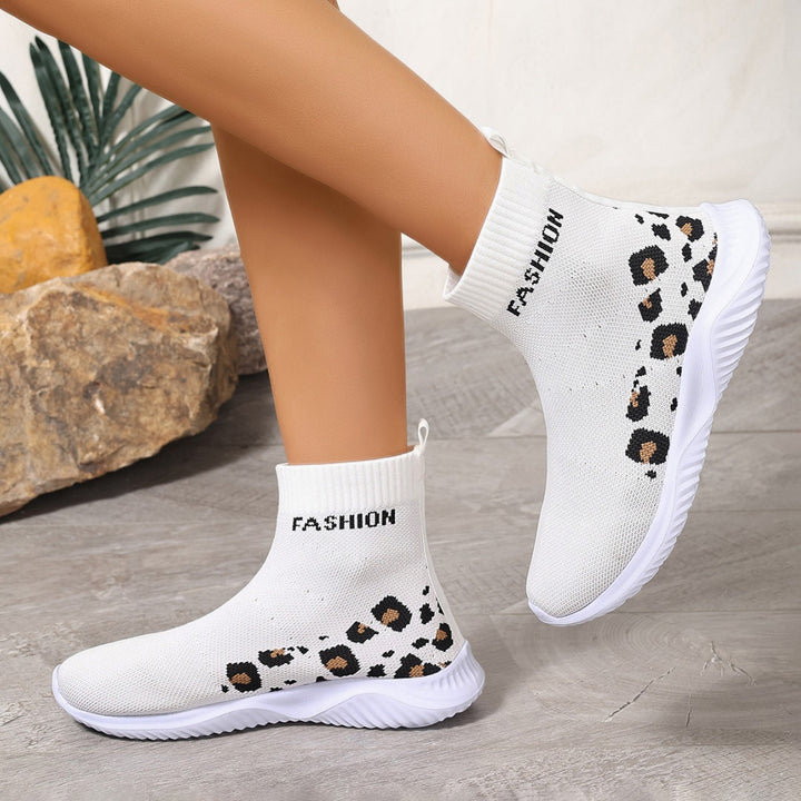 Damen modische Sockensneaker mit animalischem Muster und elastischem Obermaterial Drune