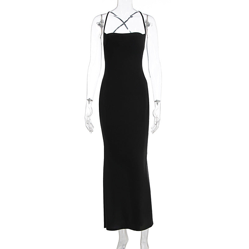 Damen Figurbetontes Maxikleid mit raffiniertem Cross-Back Design Drune