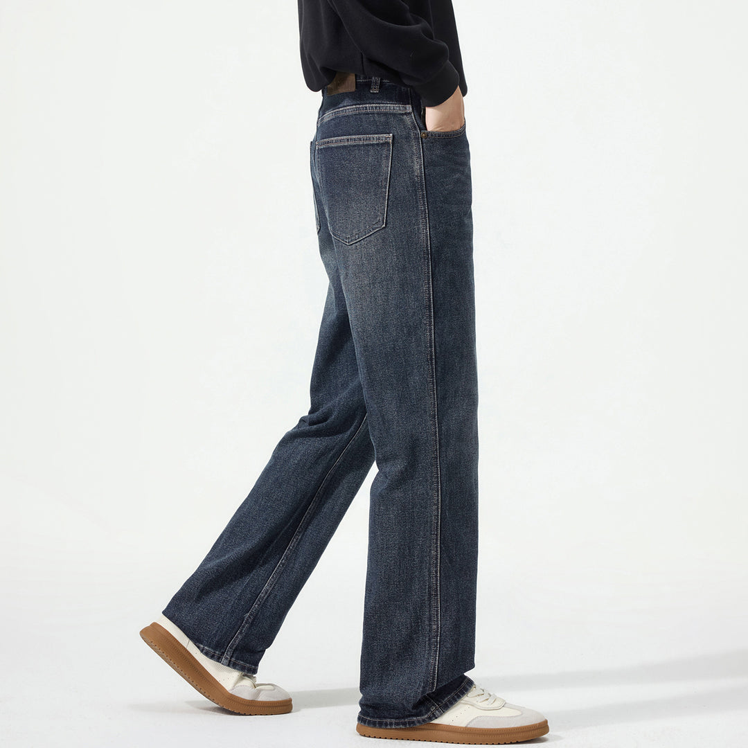 Herren Weitgeschnittene Denimjeans mit mittlerer Leibhöhe und Used-Optik Drune