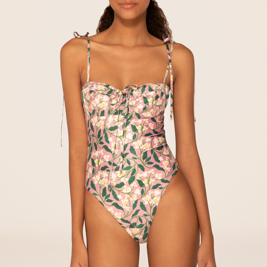 Damen Bikiniset mit verspielten Rüschen und hohem Taillenbund Drune