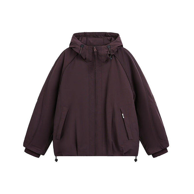 Damen Oversized wattierte Kapuzenjacke mit Raglanärmeln und Kordelzug Drune