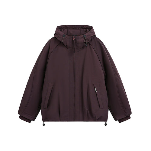 Damen Oversized wattierte Kapuzenjacke mit Raglanärmeln und Kordelzug Drune