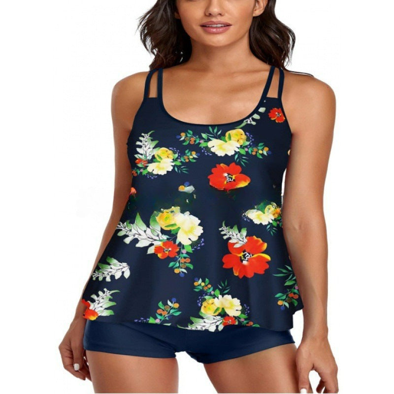 Damen Sportliches Tankini-Set mit bequemem Shorts und verstellbaren Trägern Drune