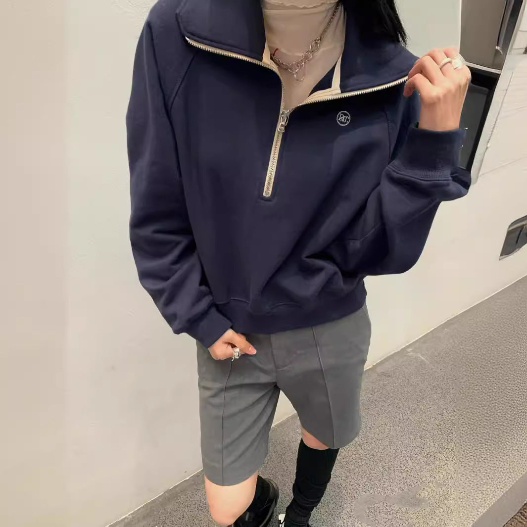 Damen Modischer Kapuzensweater mit Halbreißverschluss Drune