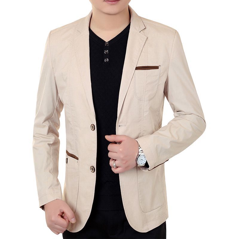 Herren Leichter Leinenblazer Slim-Fit Zweiknopf-Sakko atmungsaktiv Drune