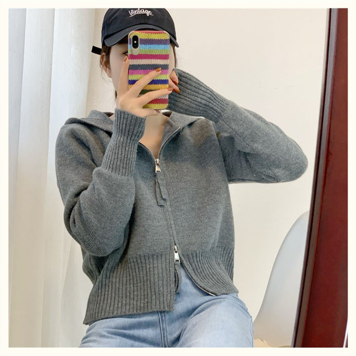 Damen Kapuzenpullover mit modernem Reißverschluss und tailliertem Schnitt Drune