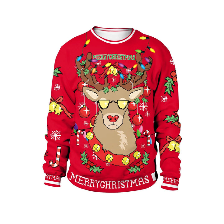 Damen Lustiger Weihnachts-Sweatshirt mit einzigartigem Rentier-Motiv Drune