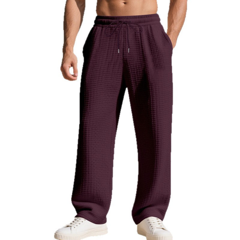 Herren nan Waffelstruktur-Loungehose mit elastischem Bund, Kordelzug und Seitentaschen Drune