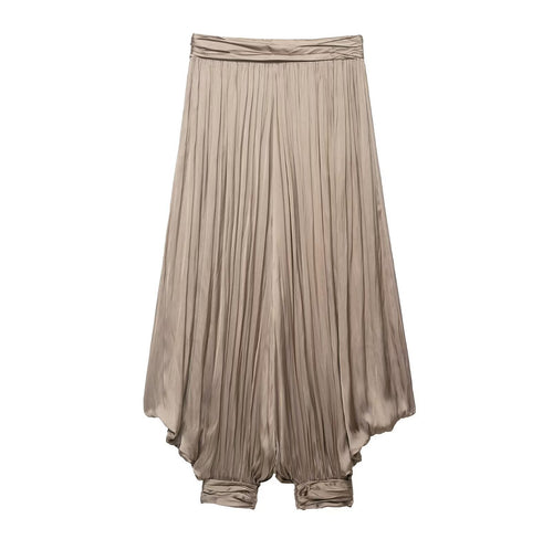 Damen Hochwertige Plisseehose mit elastischem Bund und schmalem Bein Drune