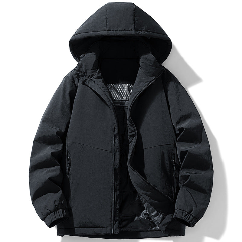 Herren Gepolsterte Thermo-Winterjacke mit Kapuze, wasserabweisender Außenhaut und Reißverschlusstaschen Drune