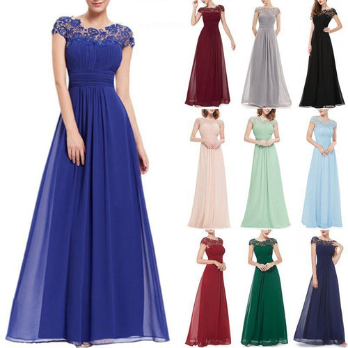 Damen Elegantes Abendkleid mit feiner Spitze und fließendem Rock Drune