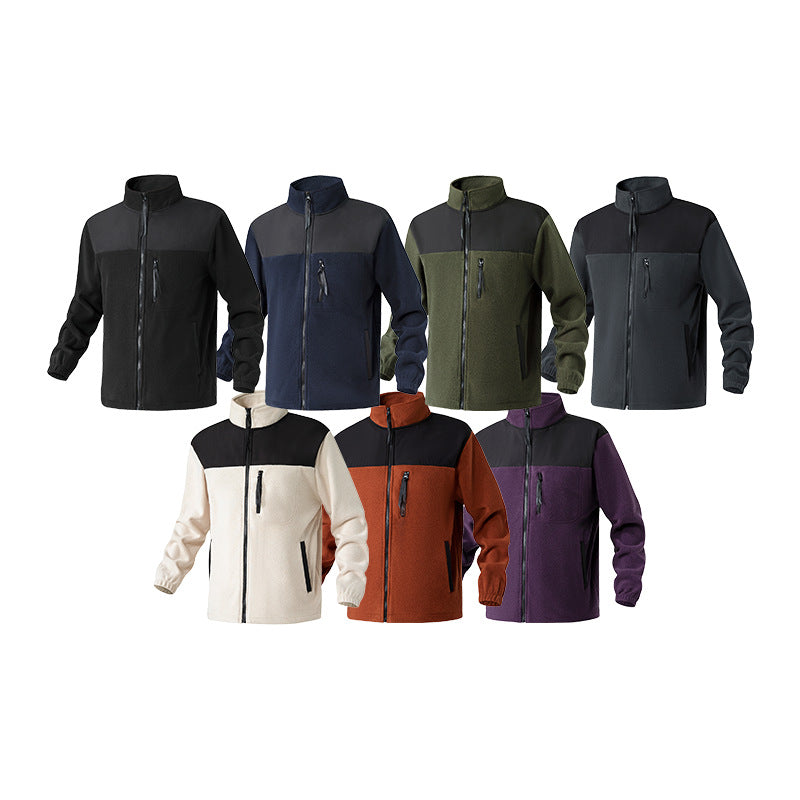 Herren Fleecejacke mit verstärktem Schulterpaneel, Stehkragen und Brustreißverschluss Drune