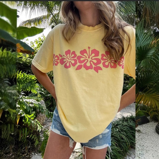 Damen T-Shirt mit floralem Grafikdruck Drune