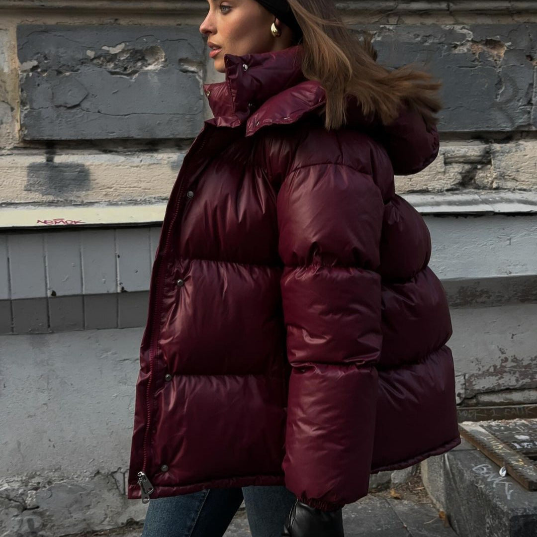 Damen Steppjacke mit voluminösem Schnitt und hohem Kragen Drune