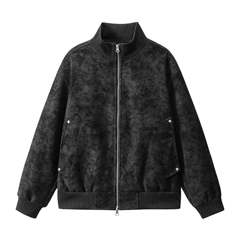 Damen Elegante Kunstlederjacke mit Stehkragen Drune