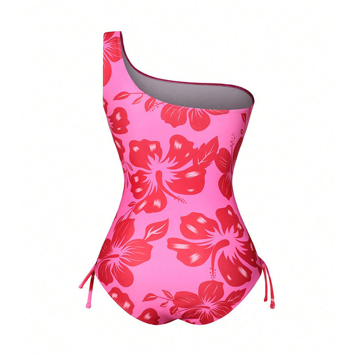 Damen Einseitiger Badeanzug mit floralem Design und passendem Sarong Drune