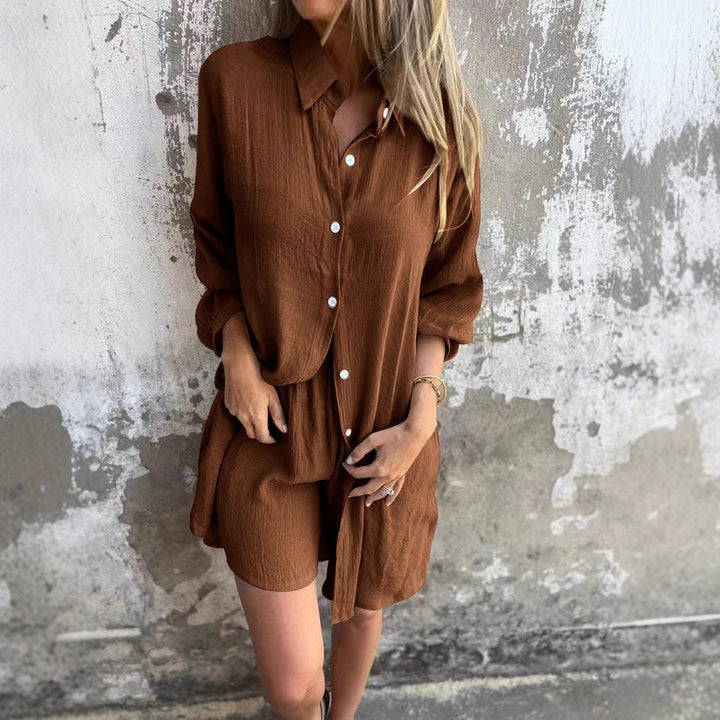 Damen Langärmlige Hemdbluse im Oversize-Stil mit Knopfleiste Drune