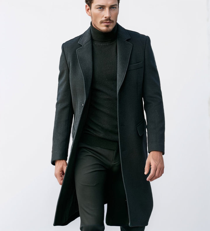 Herren eleganter und moderner Langmantel mit strukturiertem Obermaterial Drune