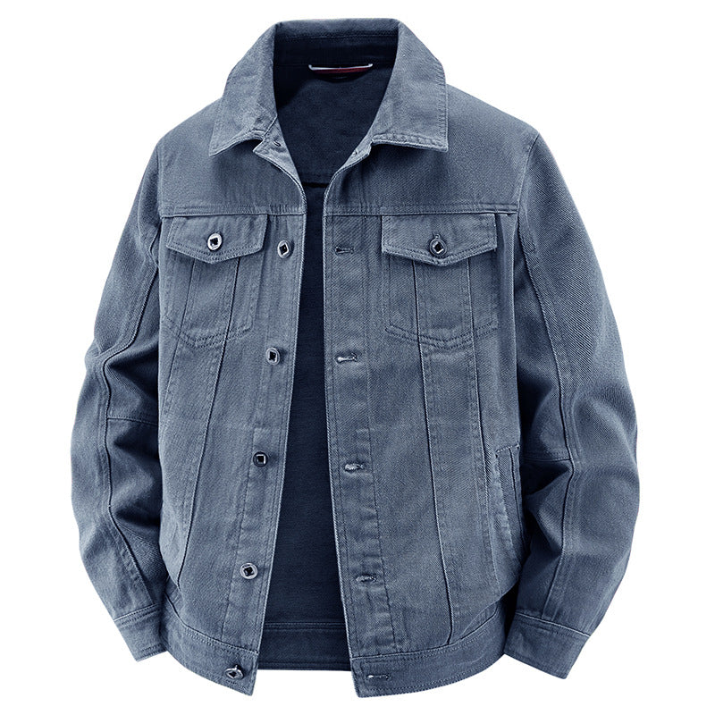 Herren Jeans-Truckerjacke im Vintage‑Look mit strukturierter Nahtführung und Brusttaschen Drune