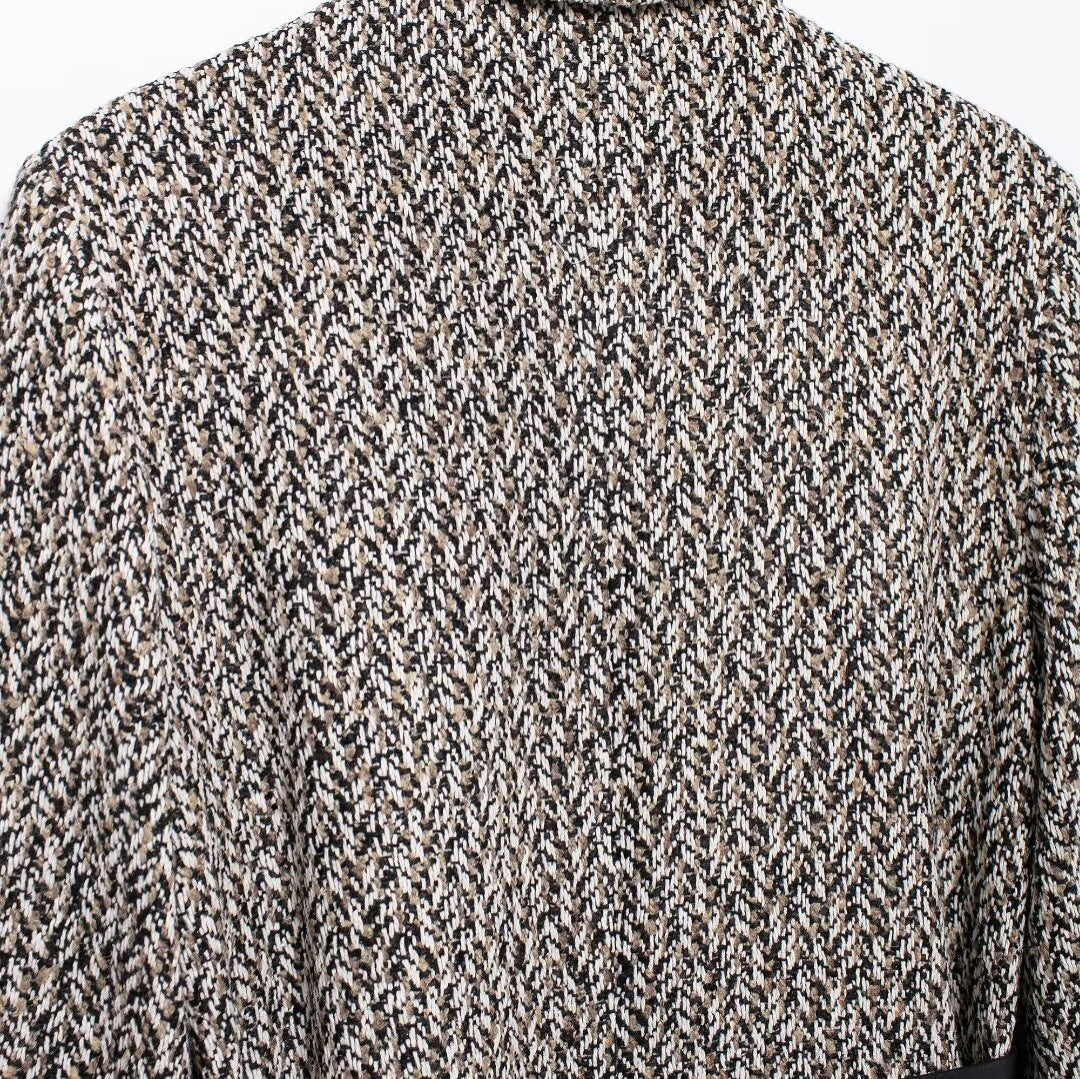 Damen Midilanger Bouclé-Tweed-Blazerjacke mit Lederimitat‑Gürtel Drune