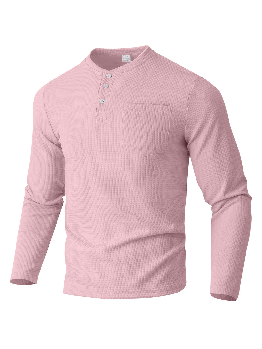 Herren Langarm Henley mit Waffelstruktur und Brusttasche thermisches Langarmshirt Drune
