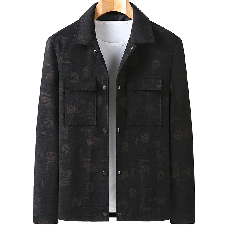 Herren Leichtes strukturiertes Overshirt mit aufgesetzten Pattentaschen und dezentem Allover-Print Drune