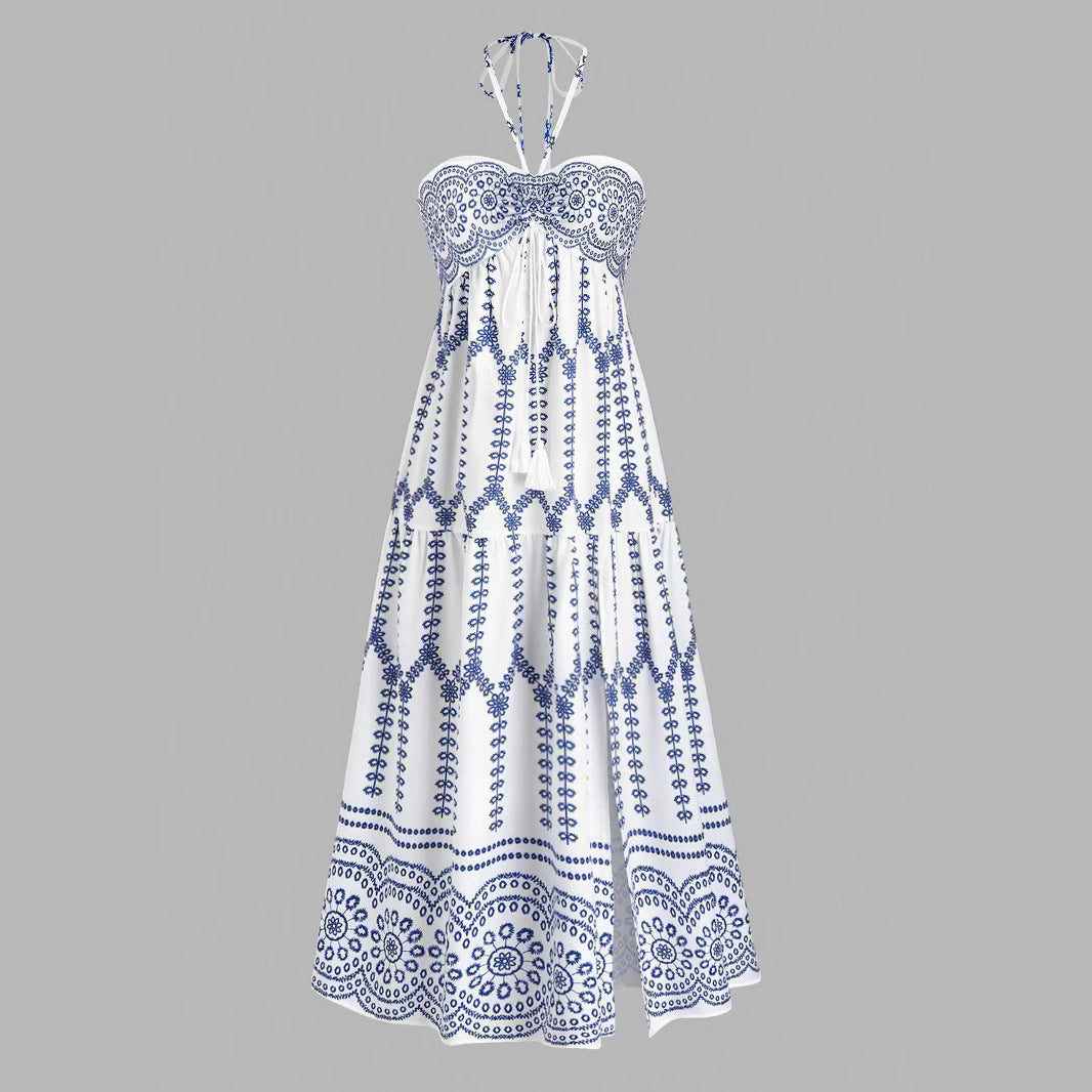 Damen Boho Maxikleid mit Trägern Drune