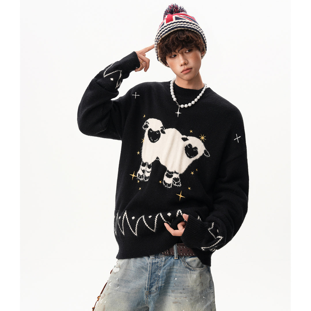 Herren Grobstrickpullover mit tierischem Motiv Drune