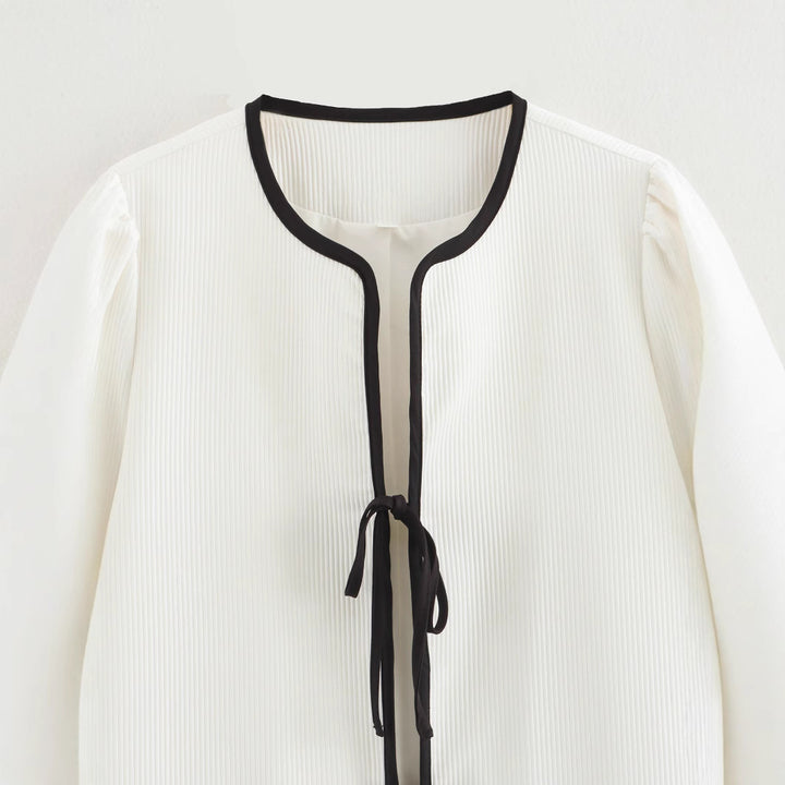 Damen modische Überziehjacke mit eleganten Binde-Details und praktischen Taschen Drune