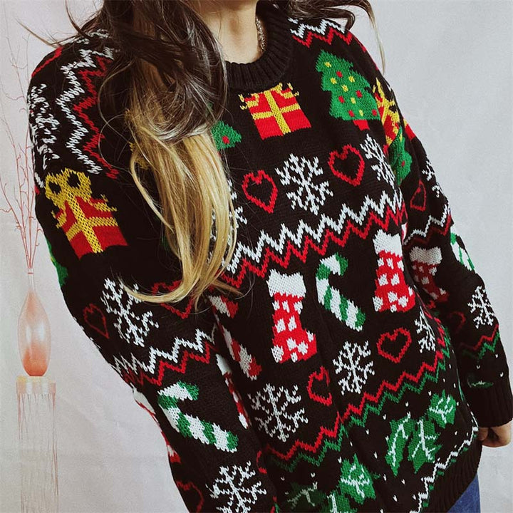 Drune | Weihnachtlicher Strickpullover Mit Schneeflockenmotiv