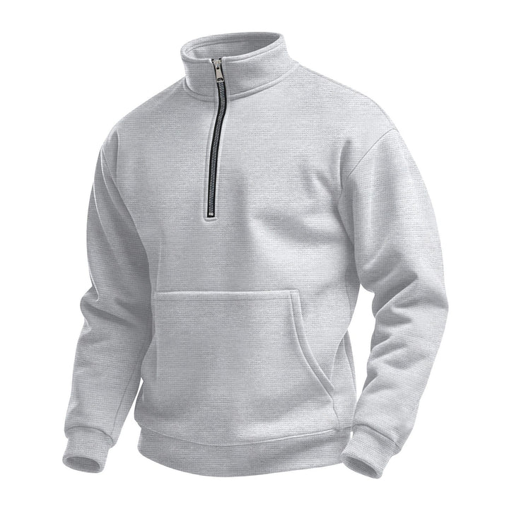 Unisex nan komfortabler Halbzip Pullover mit Kängurutasche und Stehkragen aus Strukturfleece Drune
