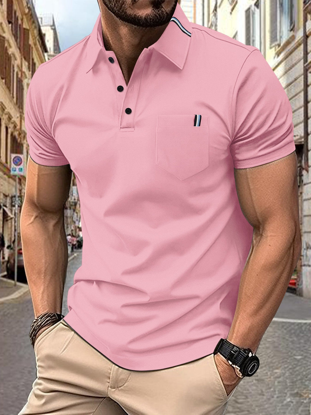 Herren Polohemd mit modernem Schnitt und Brusttasche Drune